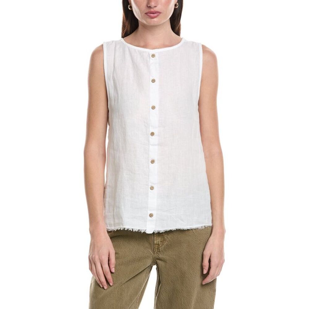 Xcvi Womens Liron Linen Tank Top, White